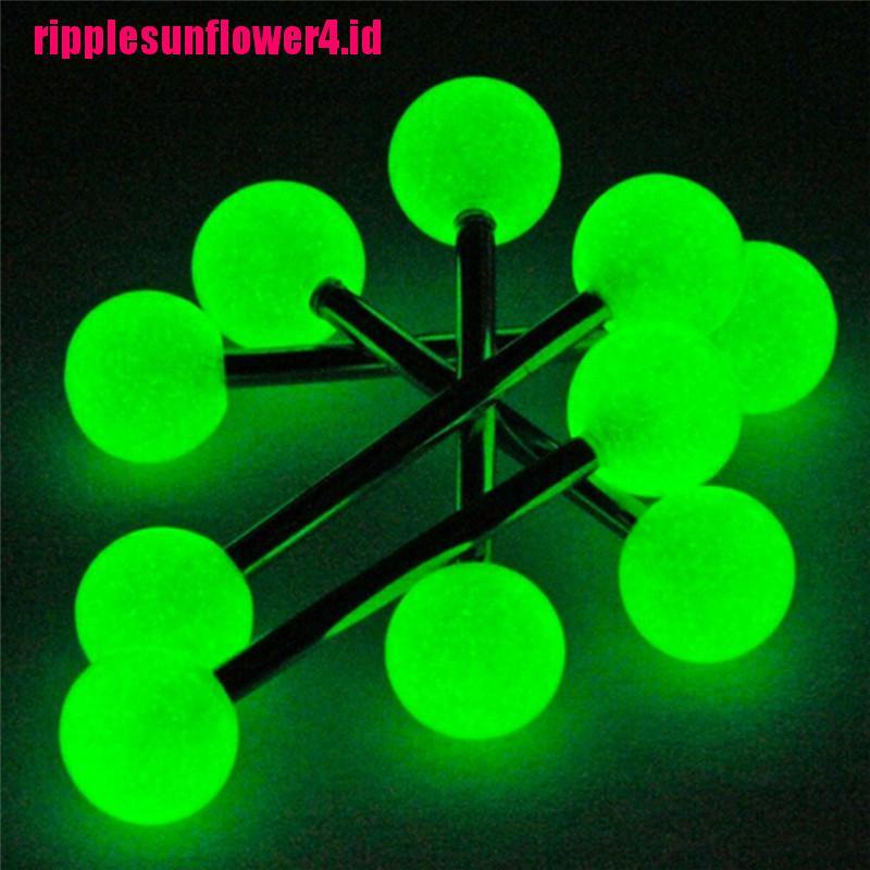 10pcs / set Anting Tindik Lidah Bentuk Barbell Luminous