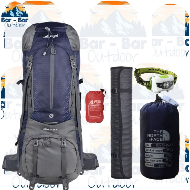 Paket Perlengkapan Mendaki Tas Gunung Outdoor Carrier Arei Rei Atmos 80L