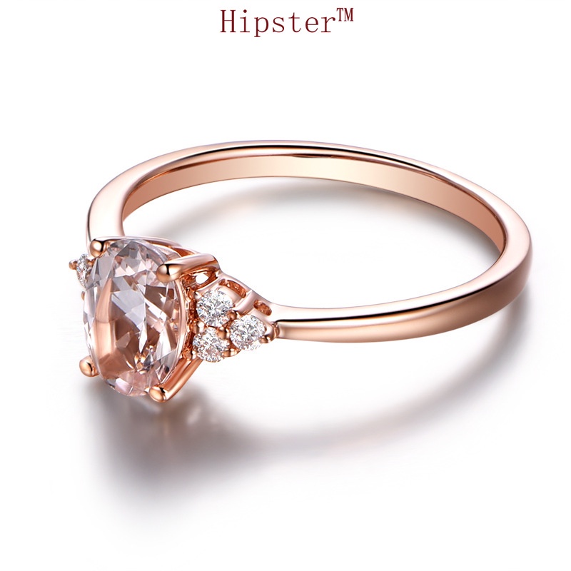 Hot Sale Trendy Fashion Exquisite Refined Grace Inlaid Oval White Crystal Rose Gold Ring