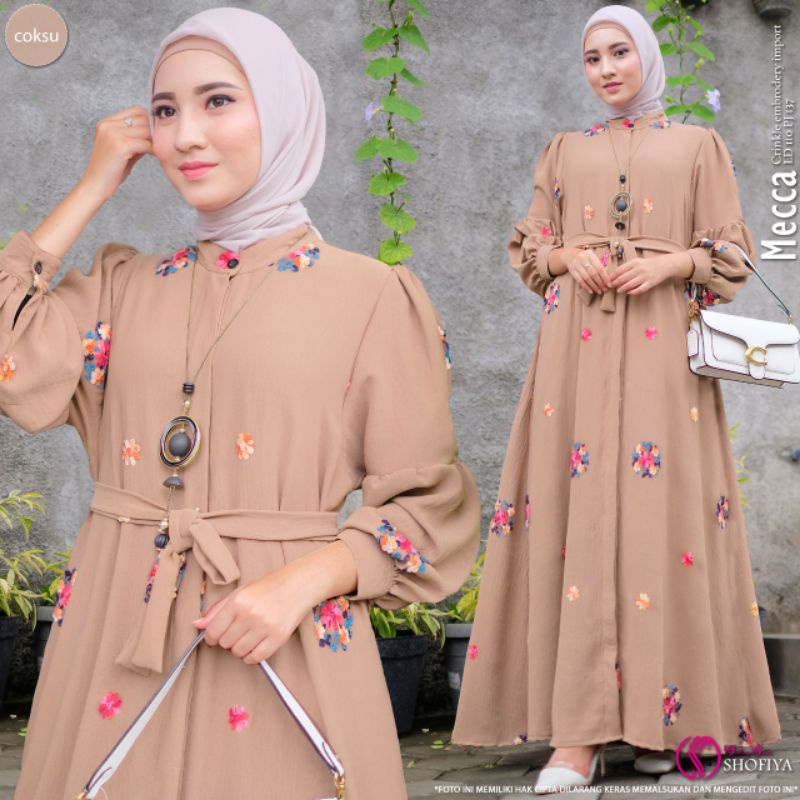 SHINTA//MECCA DRESS GAMIS MOTIF matt crincle embrodery ORIGINAL BY GGS SHOFIYA