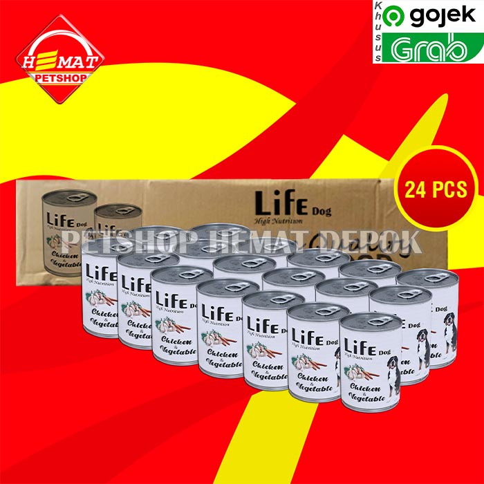 Gosend Life Dog Makanan Anjing Wet Food Kaleng Dus Isi 24 PCS 375 GR