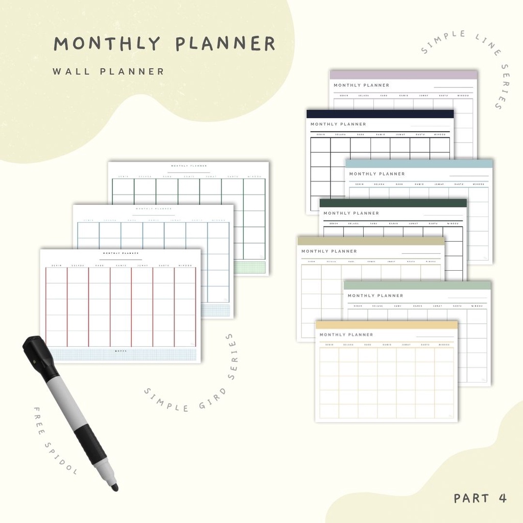 

MONTHLY PLANNER (PART 4) - WALL PLANNER