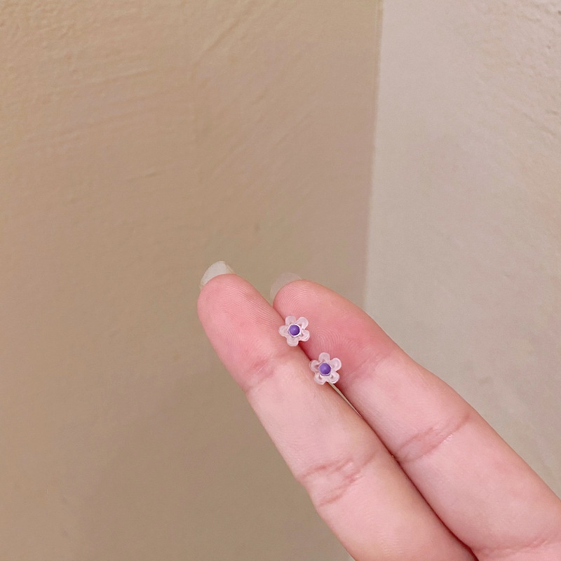 Anting Bunga 4pcs Korea Style Flower Earrings Set Stud Cute Colorful Candy Color Earring for Women Girl Jewelry-4