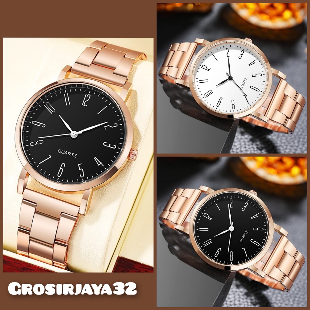 Jam Tangan Analog MICHELLE Quartz Strap Rantai Wanita Dan Pria Dengan Dial Bulat Casual