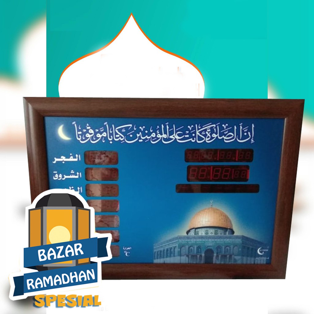 Digital Jam Azan Sholat Dinding Masjid LED Auto Islamic Clock AZ-3550-4