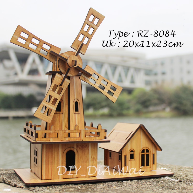 Puzzle 3D DIY Holland Windmill mainan puzzle edukasi anak