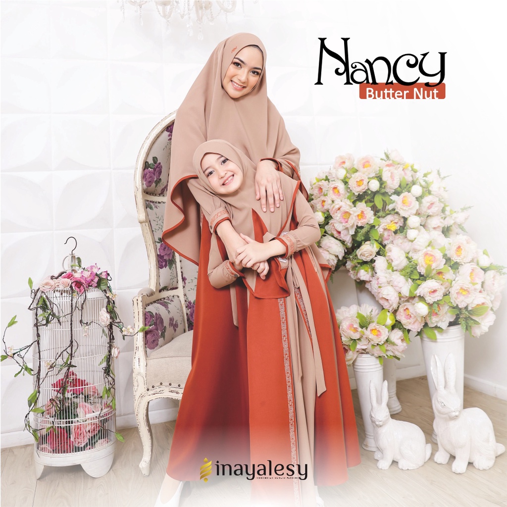 GAMIS COUPLE IBU ANAK NANCY BUTTERNUT ORIGINAL BY INAYA INAYALESY DRESS BAJU BUSANA MUSLIM WANITA BU