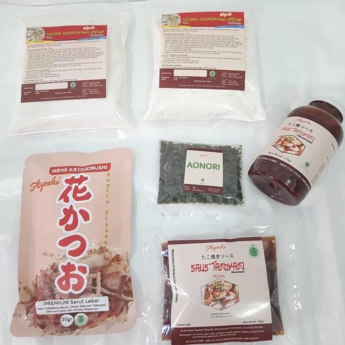 

Bahan Okonomiyaki Lengkap Keluarga isi tepung, saus, Katsuobushi Hala