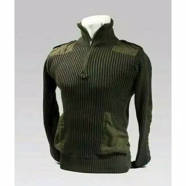 Sweater pria hijau army / sweater rajut tactical airsoft outdoor