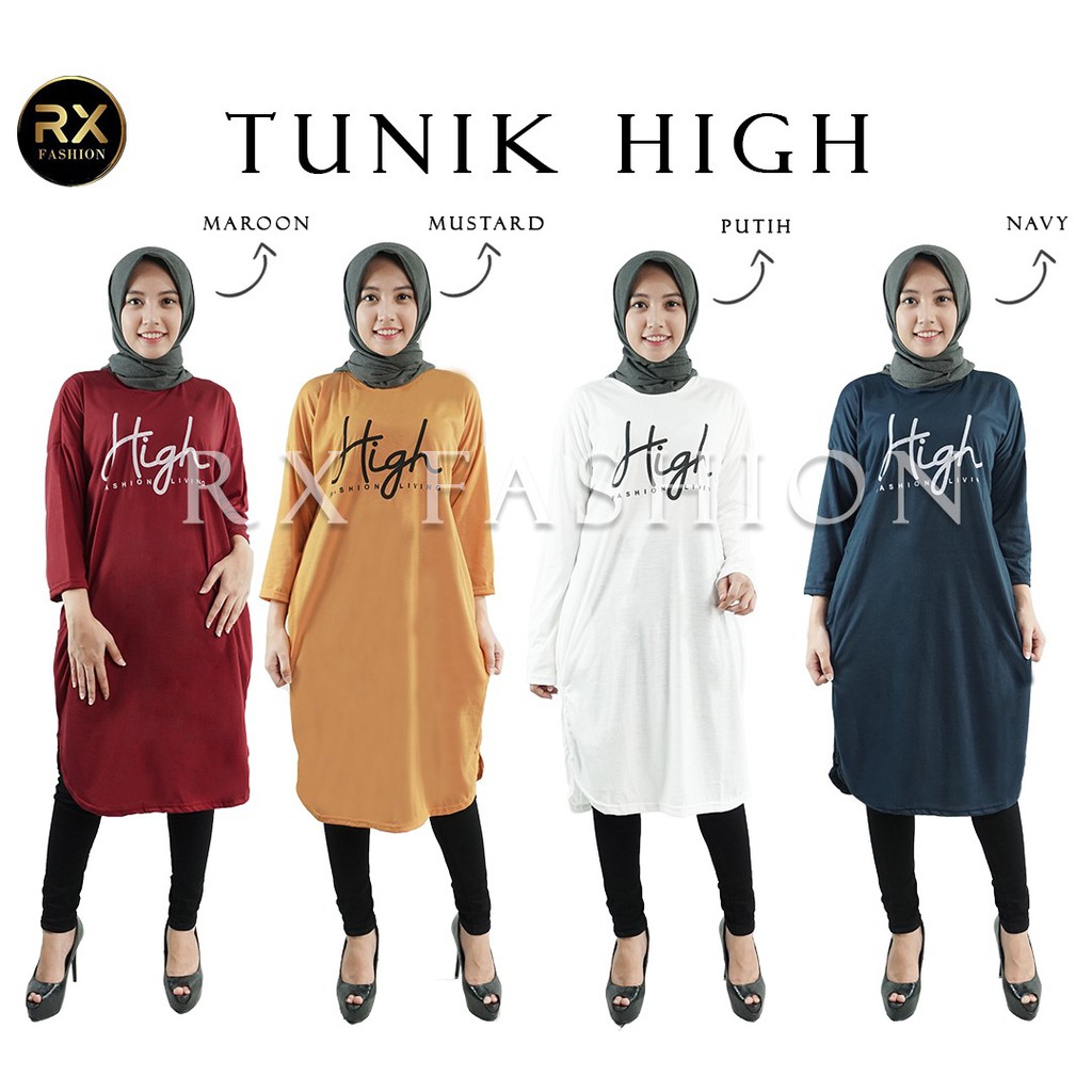 Rx Fashion Tunik High Bahan Spandex Ukuran All Size fit L 1R