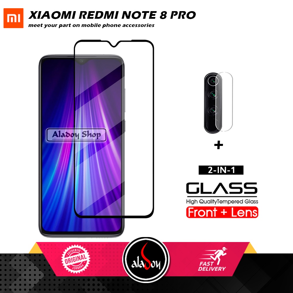 Tempered Glass Xiaomi Redmi Note 8 Pro PAKET 2 IN 1 Tempered Glass Layar dan Tempered Glass Camera