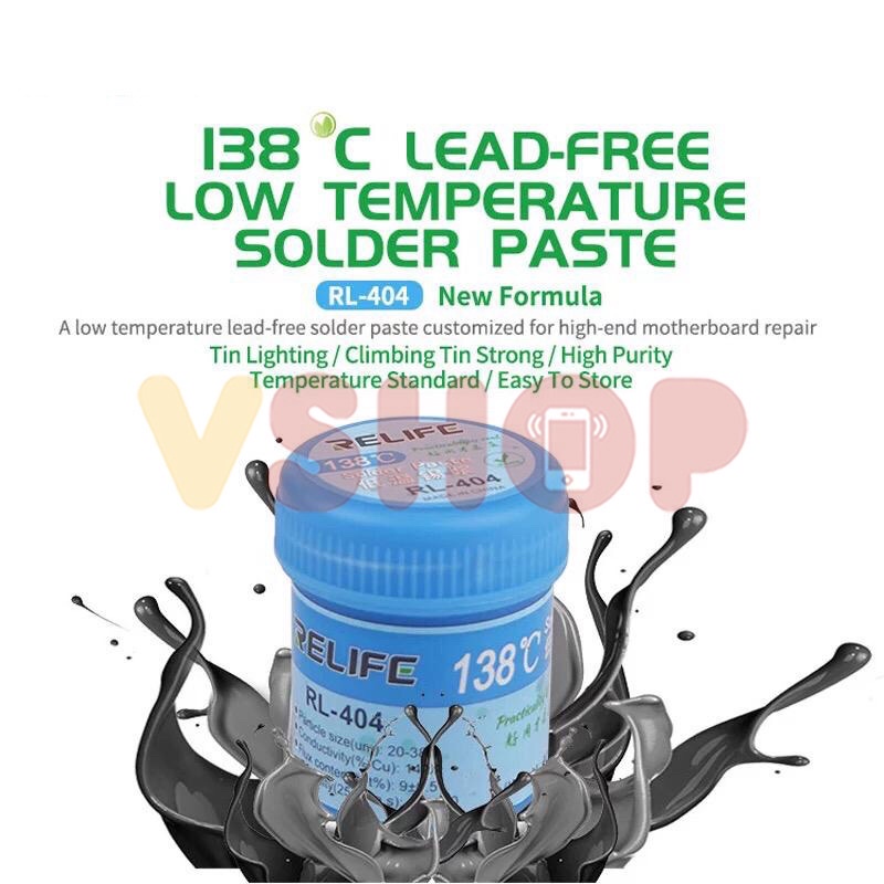 TIMAH PASTA CAIR - SOLDER PASTA RELIFE RL-404 138C LOW TEMPERATURE 40G
