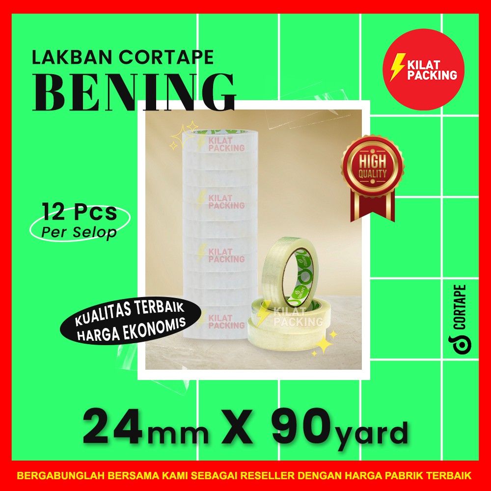 

ATH Lakban Ekonomis Cortape Bening 24 mm x 90 yard Grosir Termurah Per SELOP