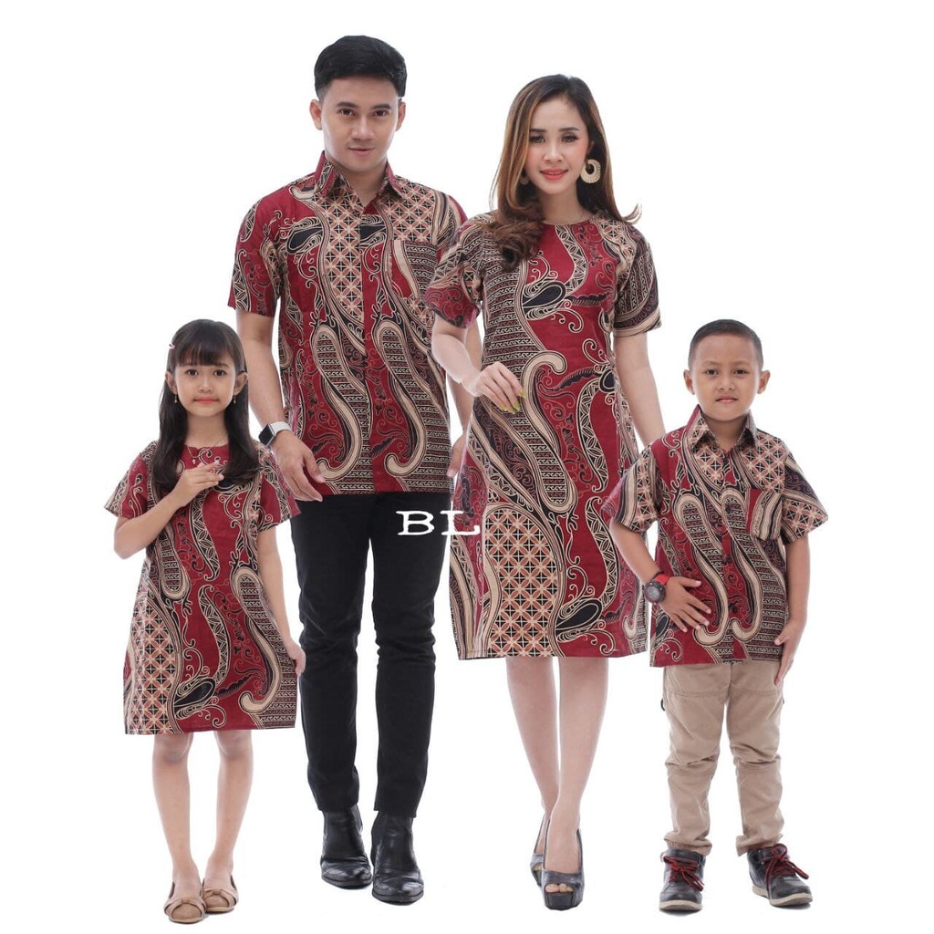 Batik couple modern - Atasan batik - Batik couple wanita - Seragam Batik  abstrakmerah - dress batik