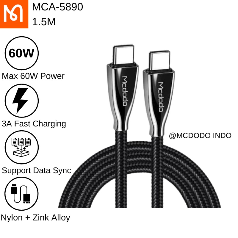 Mcdodo MCA-5890 1.5M Kabel Type-C to Type-C 60W - 3A Excellence Series