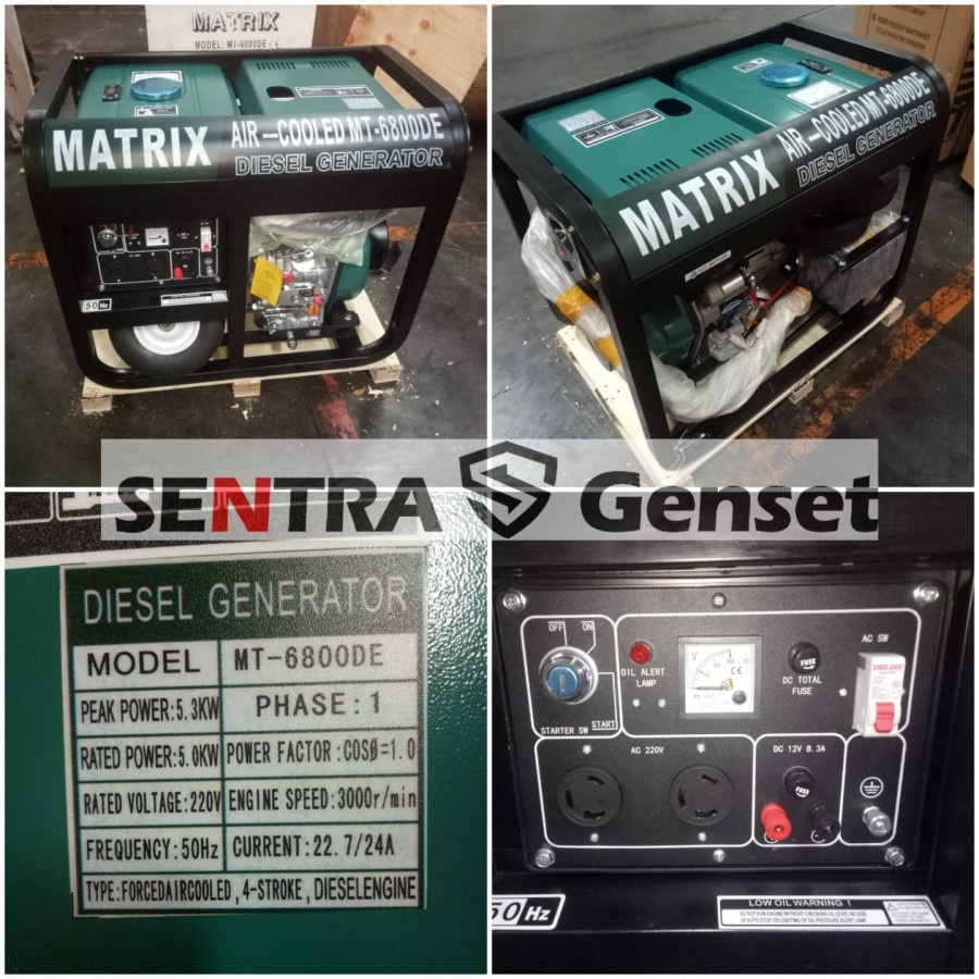 Genset diesel 5000 watt 1 Phase. Matrix MT6800DE