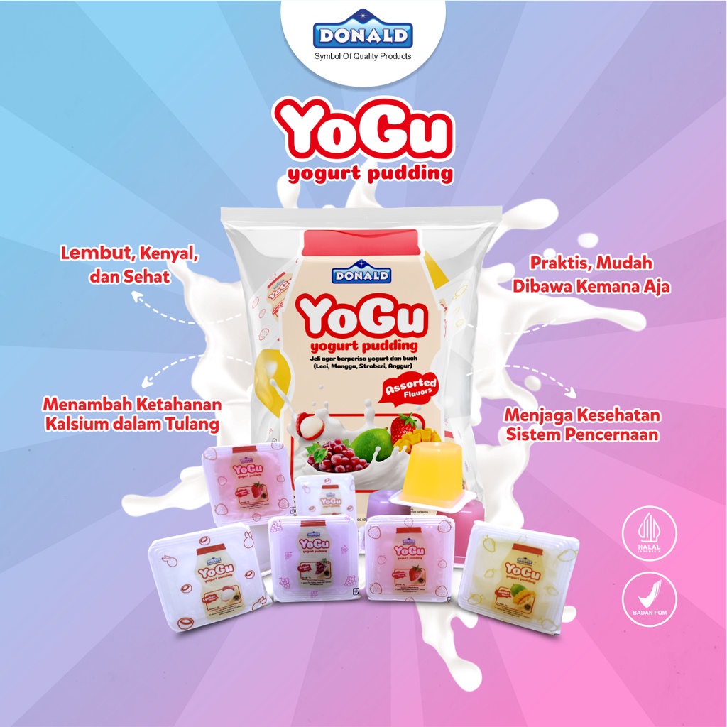 

Donald Yogu Yougurt Pudding Jelly Yougurt Puding Jeli Agar Rasa Buah Lembut Kenyal Sehat Nikmat 1 Pack Isi 10 Cup x @30 Gram