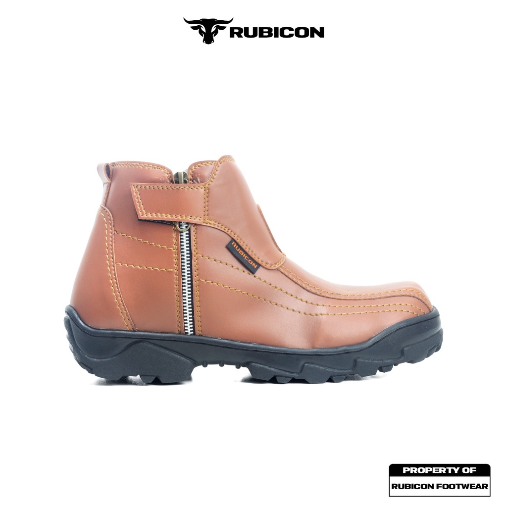 RUBICON CB TAN SEPATU BOOTS PRIA SAFETY UJUNG BESI RESLETING TRACKING PROYEK KERJA KANTORAN