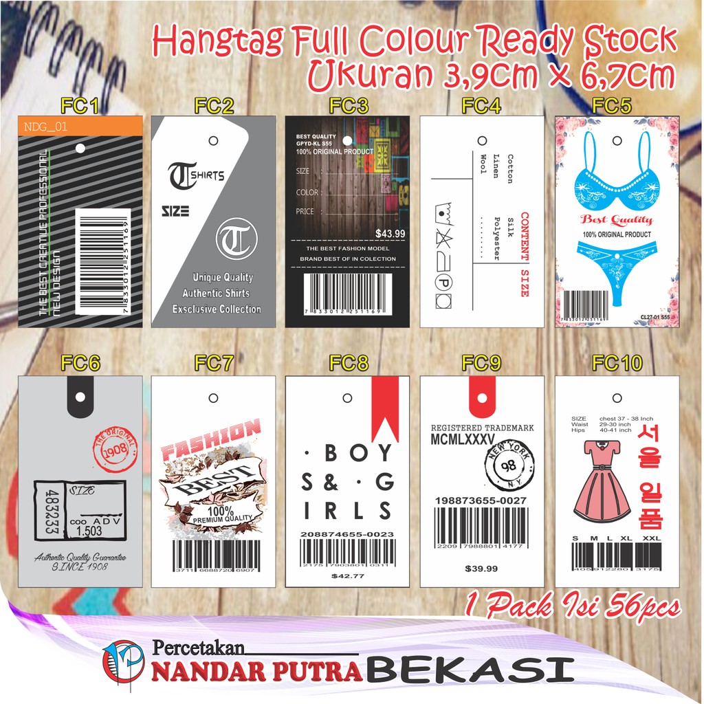

(56pcs) Hangtag Label Full Colour/Hangtag Ready Stock