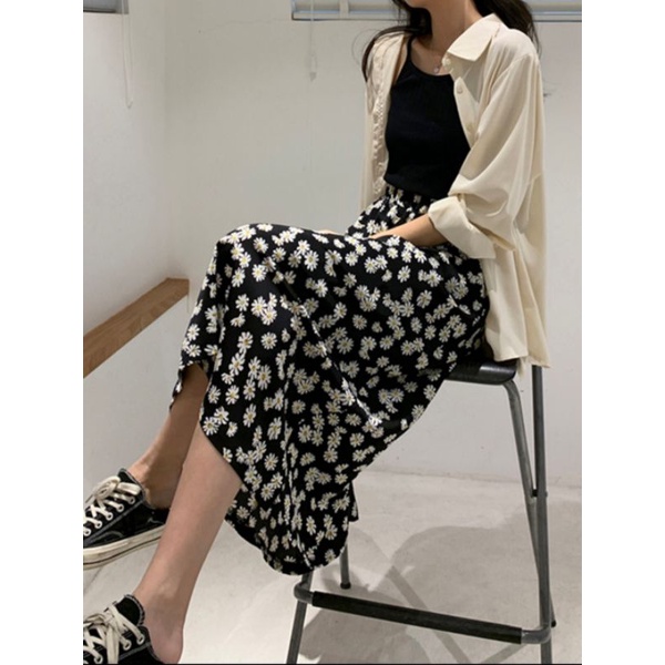 Skirt DAISY/pleated skirt/flare flower korean style fit to XL