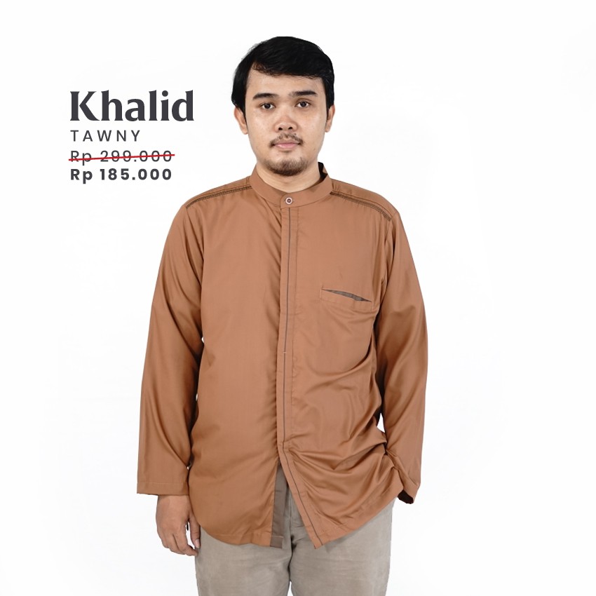 Baju koko dewasa lengan panjang bahan premium warna coklat dan ungu tua size S dan M KHALID SERIES