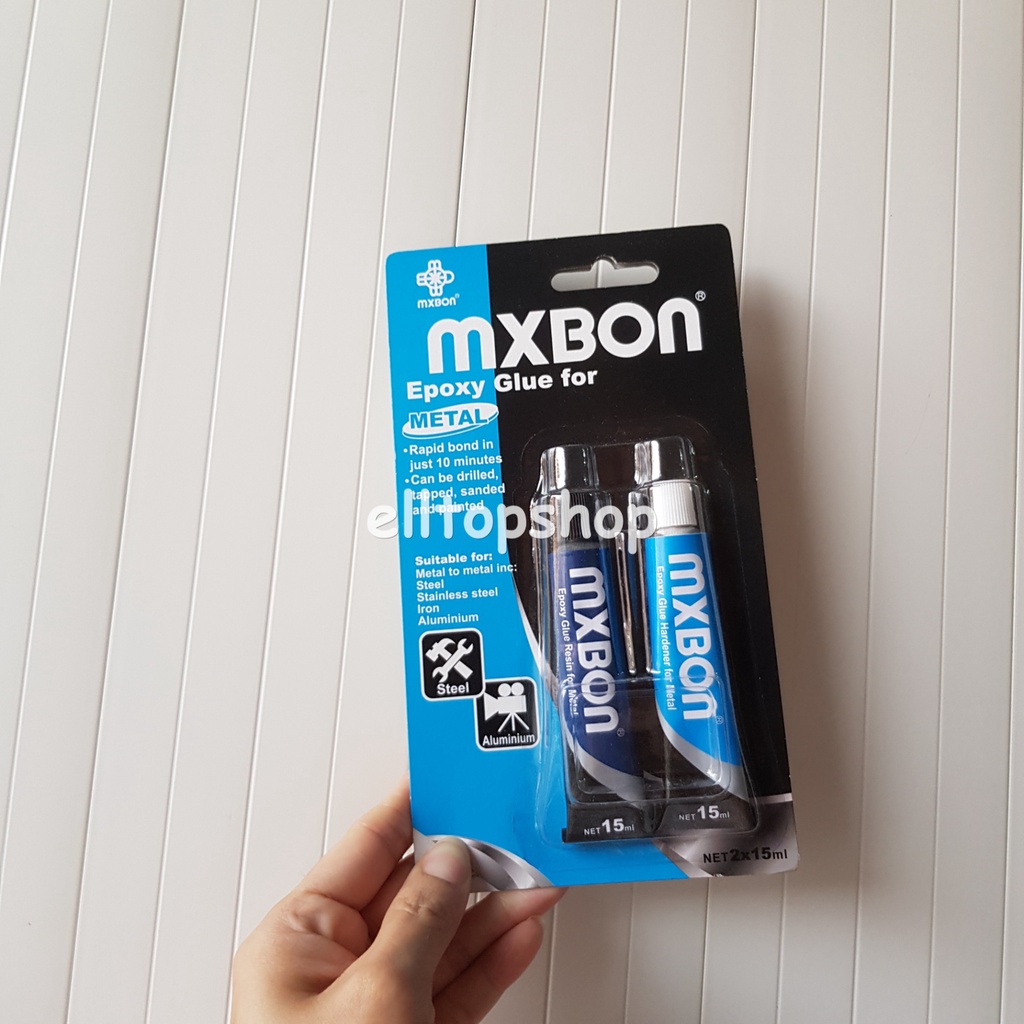 

LEM EPOXY LOGAM METAL ALUMUNIUM 15 ML SET 2 PCS MXBON