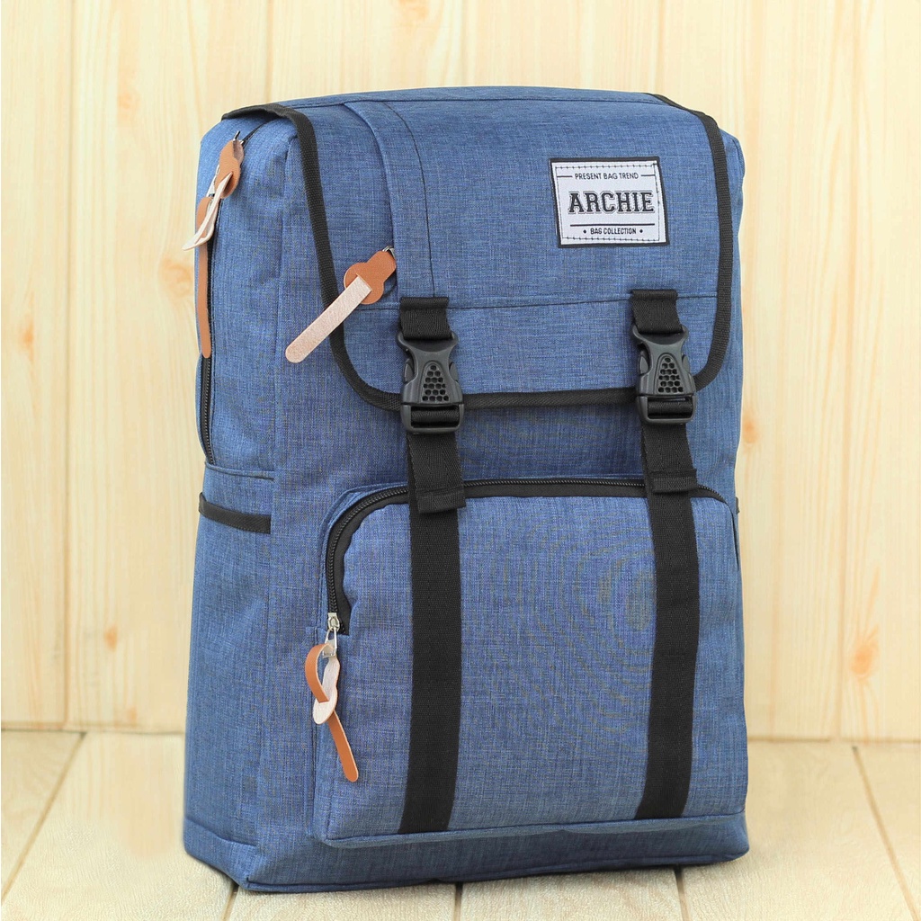 Ransel Cowok Laptop Kuliah Pria Archie Tancepan Biru Tas Keren Distro Punggung Sekolah Kuliah