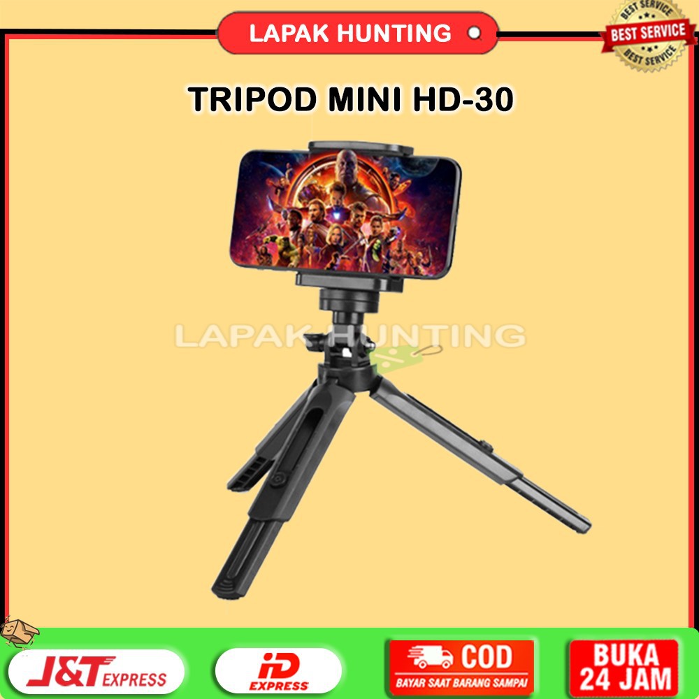 TRIPOD MINI HP PEGANGAN HANDPHONE MINI PLUS HOLDER HP HD 30 KAKI TIGA