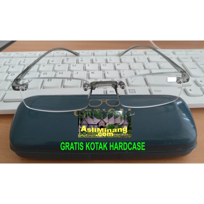 ✨COD✨ BONUS CASE - Kacamata Baca Plus 2.50 Frameless, ringan gaya 2,5