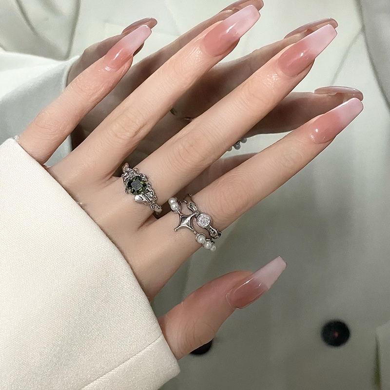 Cincin Model Terbuka Aksen Mutiara Bahan Zircon Untuk Wanita