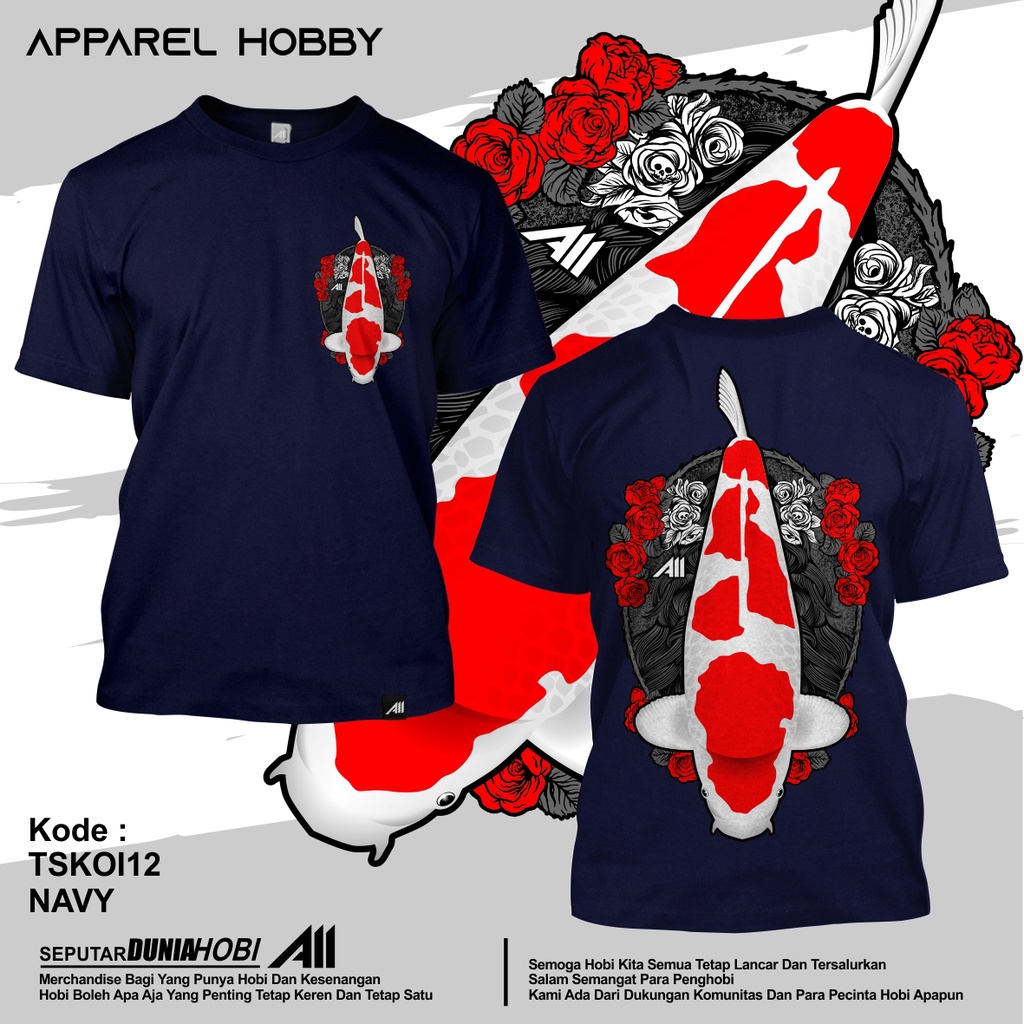 KAOS IKAN KOI KOHAKU KOI12 BLUE NAVY TSHIRT