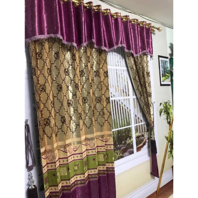 Gorden 2 in 1 ( 2 Gorden + 1 Poni Pisah ) Blackout Nagita Gonzalo Ungu Smokering & Poni uk 100X220