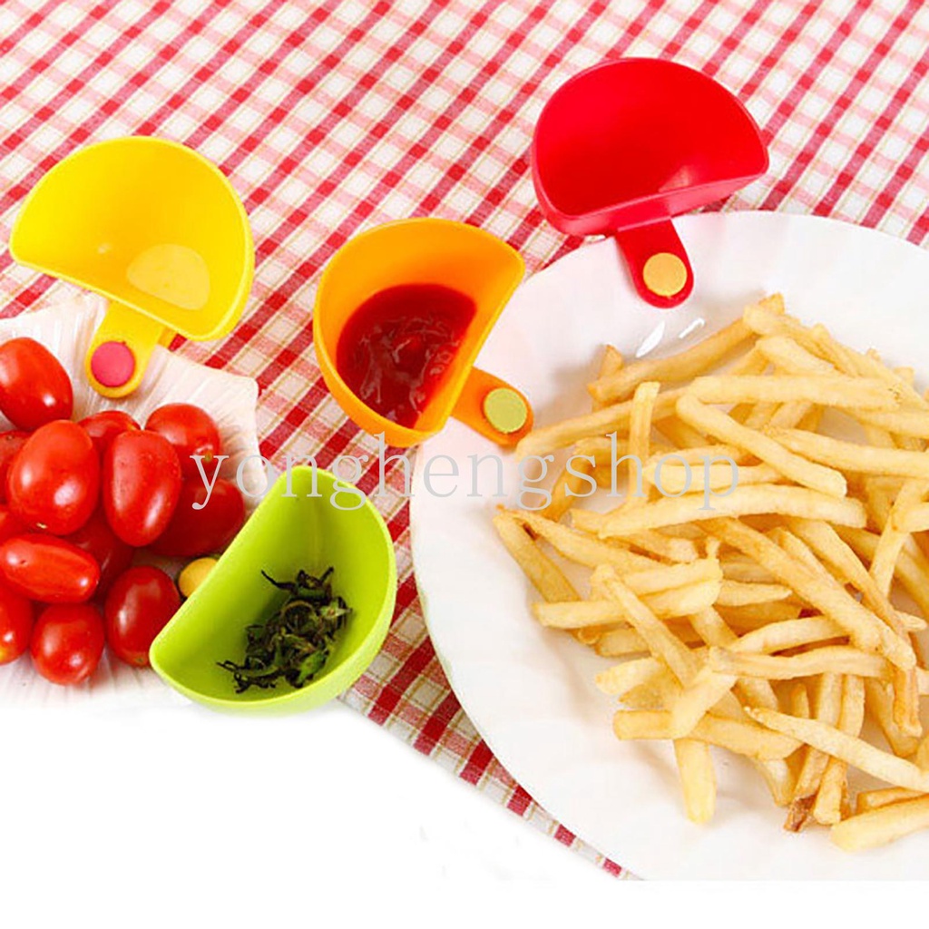 4pcs / set Piring Klip Mini Holder Bumbu / Garam / Cuka / Saus Tomat / Gula