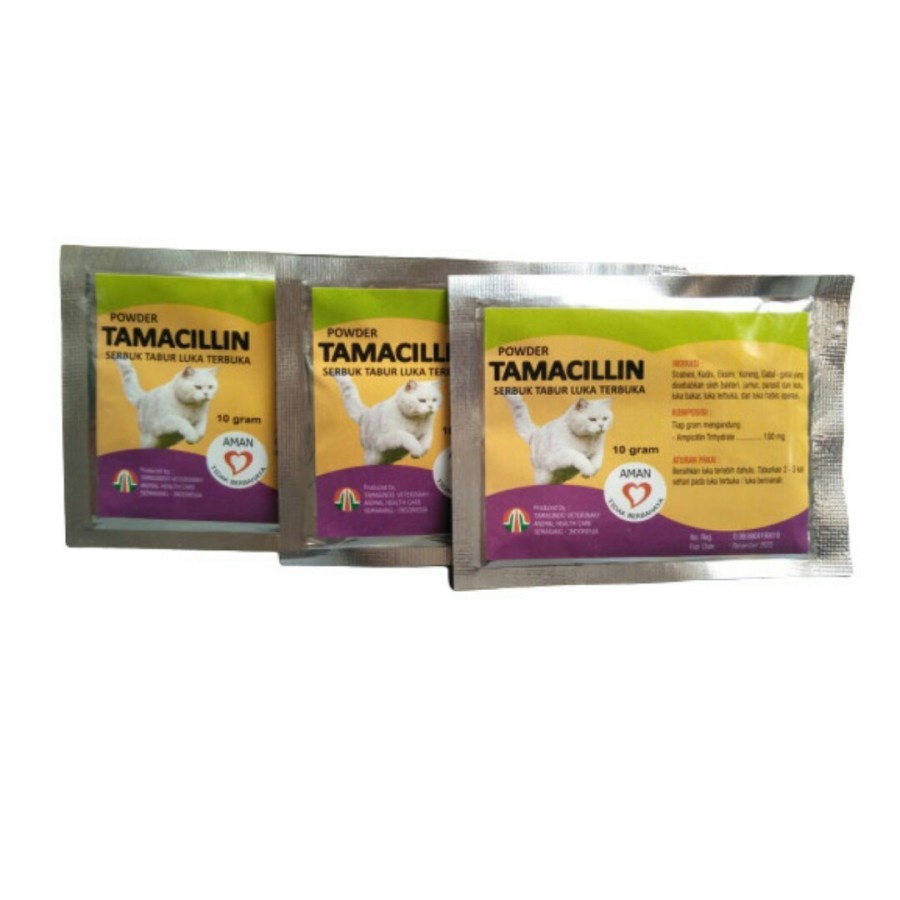 Tamacillin Obat serbuk tabur luka kucing scabies kucing koreng