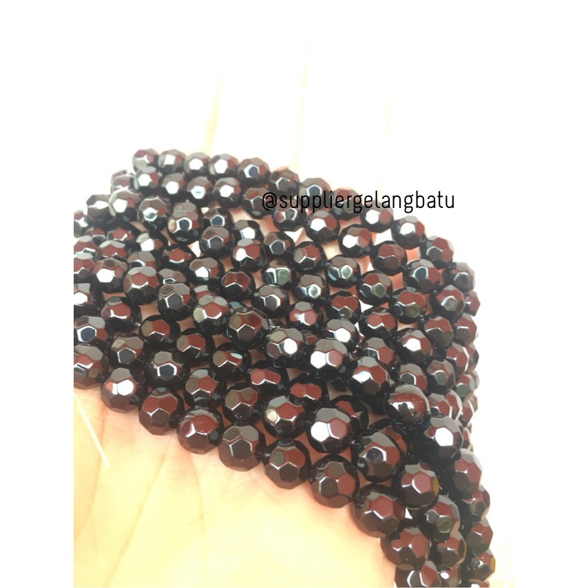 kristal bola dunia cutting 8mm HITAM ceko bulat craft manik beading aksesoris craft model fashionita