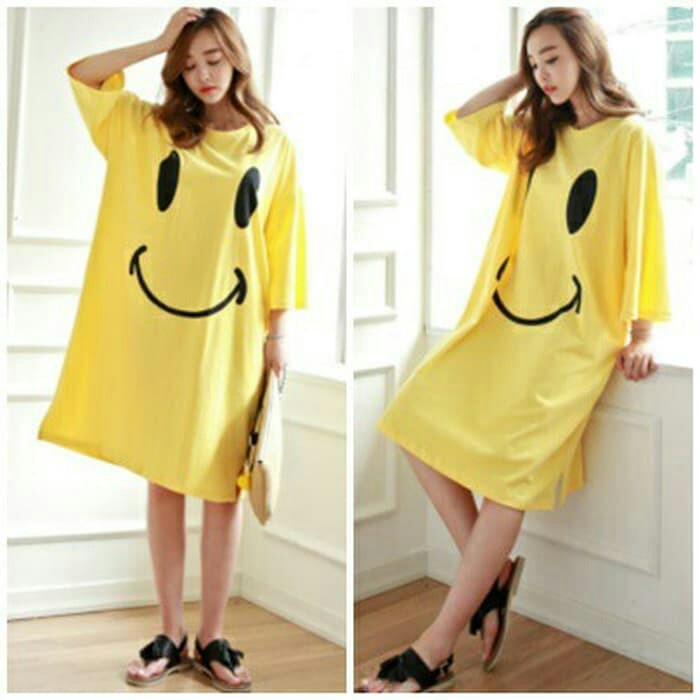 long dress maxi big size jumbo smile senyum ceria fashion wanita daster jumbo good quality