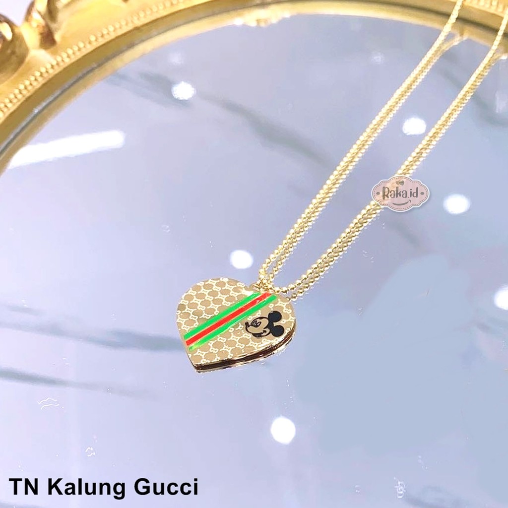 Raka Acc - Paket Set Kalung + Anting Mickey Mouse Titanium Stainless Steel Gold Perhiasan Wanita 509