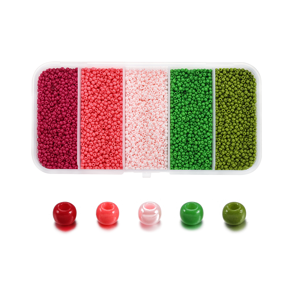 9000pcs / Set Manik-Manik Kaca Desain Buah Ukuran 2mm Untuk Aksesoris Perhiasan