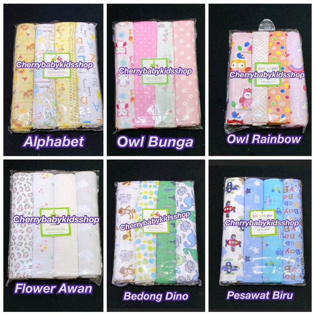 4pc Bedong / Selimut Just To / One You / Kolaco isi 4 in 1 (100% Cotton) Motif Lucu CBKS