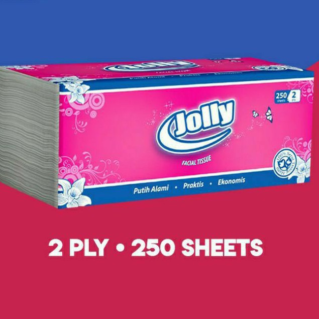Tissue Jolly 250 sheets 2 ply / tissue jolly / tissue jwajah / jolly tissue / jolly facial tissue