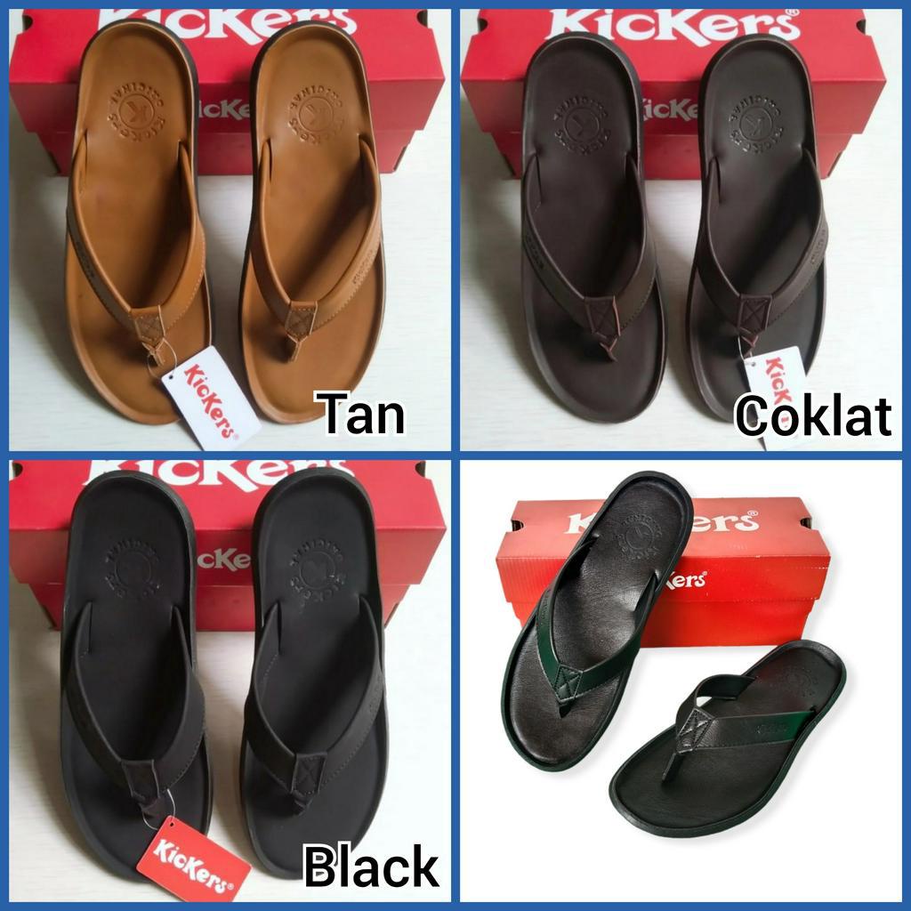 hot sandal kickers pria - sandal jepit kickers kulit - sandal japit pria kickers original kulit asli