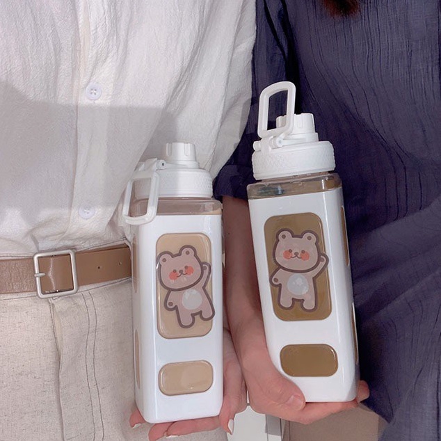 New Botol Minum Aesthetic 900ml Air Lucu BPA Free Korea Square Bear Water 1liter 1 liter 2 Large