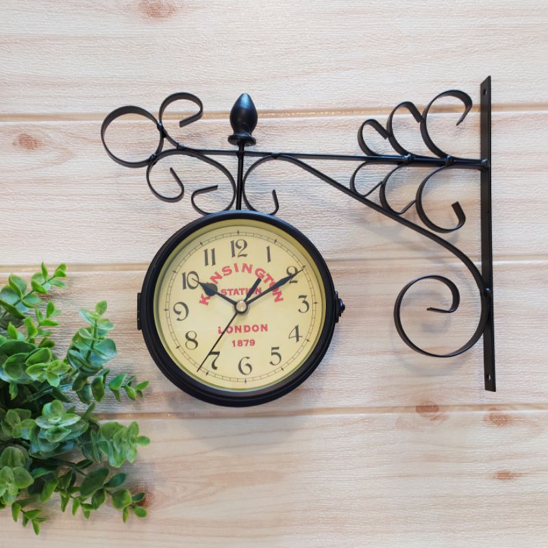 Jam gantung 2 sisi klasik vintage kingston hitam