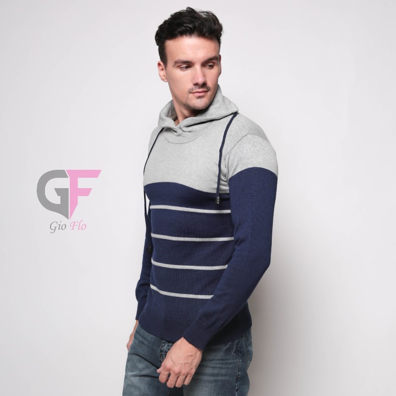 GIOFLO Pakaian Rajut Sweater Outfits Pria Rajut Abu / SWE 643