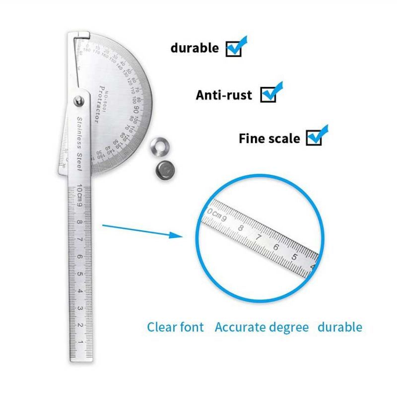 180 Derajat Busur Derajat Stainless Protactor Alat Ukur Sudut 100mm Degree Protractor Busur Protractor Penggaris Jangka