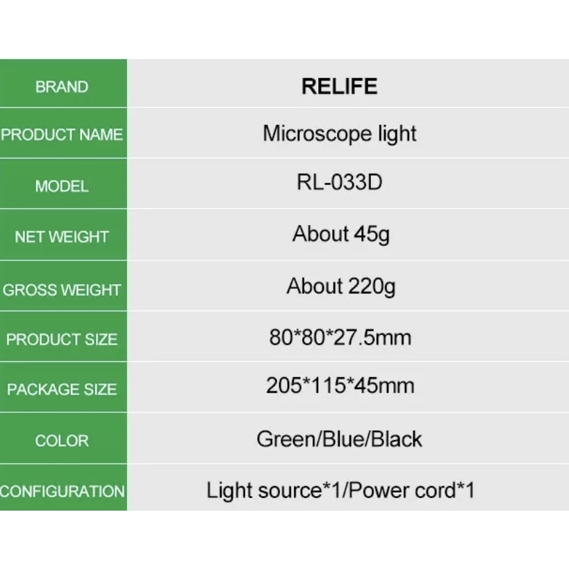 LAMPU LED MIKROSKOP RELIFE RL-033D / LAMPU MICROSCOPE / ALAT SERVIS SERVICE HP LENGKAP TERLENGKAP TERMURAH