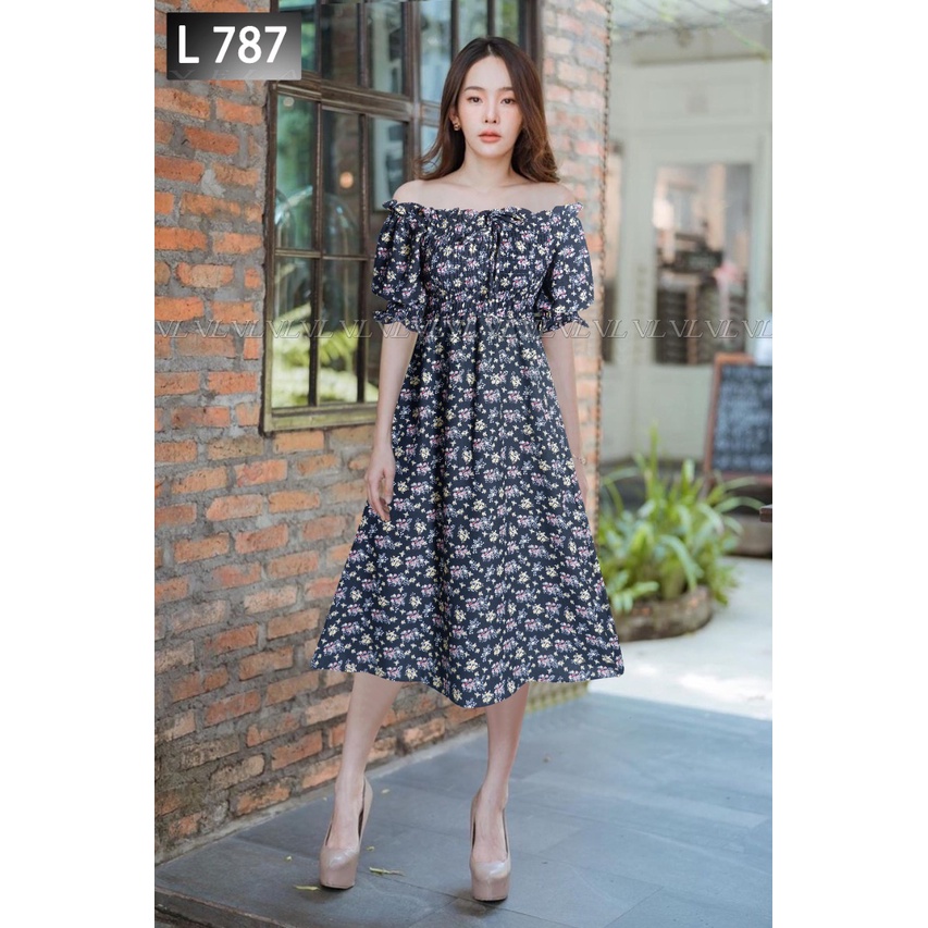 GRACESHOP83 I  | Dress Katun Wanita Dada Kerut Motif Bunga Premium | Sabrina Dress | Dress Floral | 