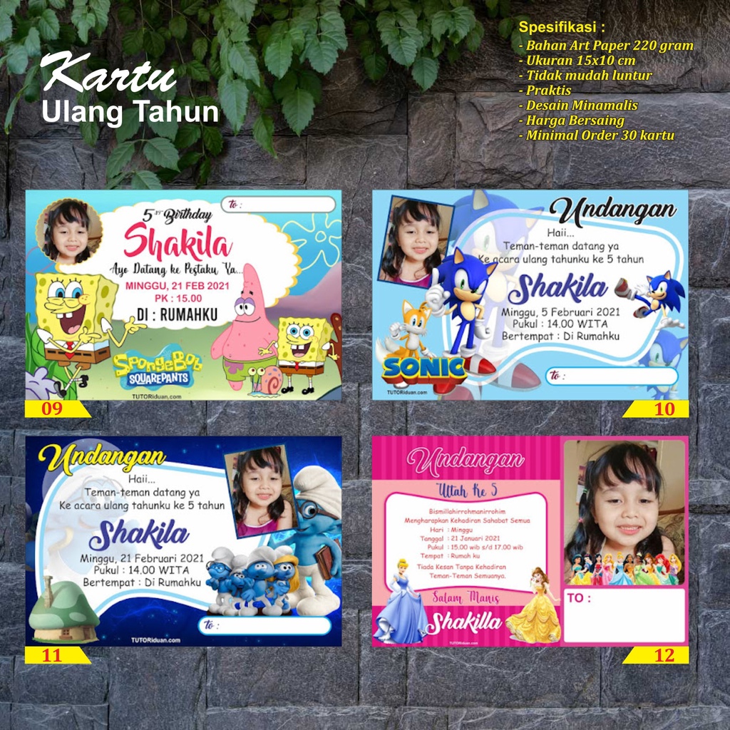 Jual Undangan Ulang Tahun Happy Birthday Undangan Ulang Tahun Anak
