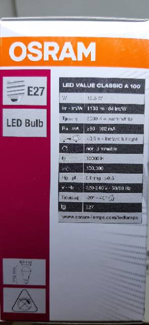 BOHLAM LAMPU LED OSRAM 13.5 WATT WARM WHITE ORIGINAL