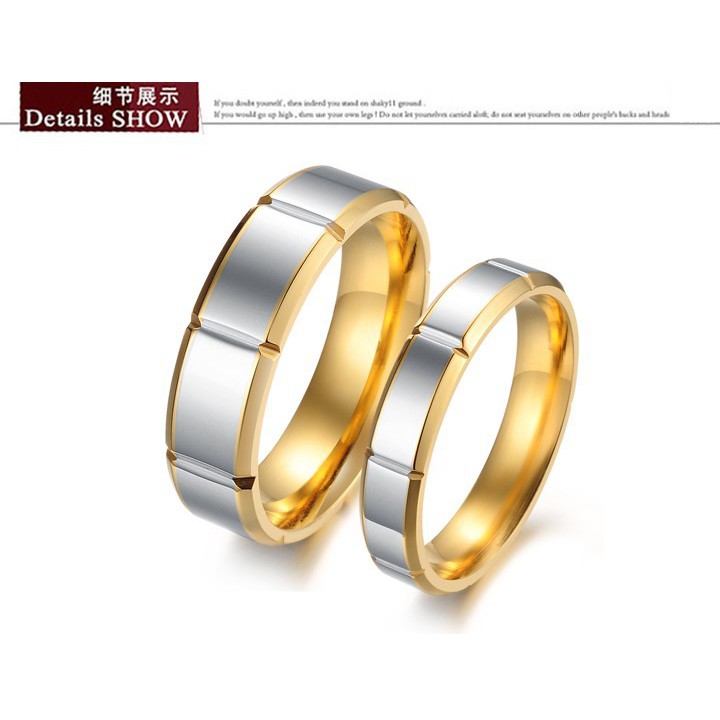 SALE / OBRAL Cincin Kawin / Tunangan / Cincin Couple Titanium Emas Perak CR296